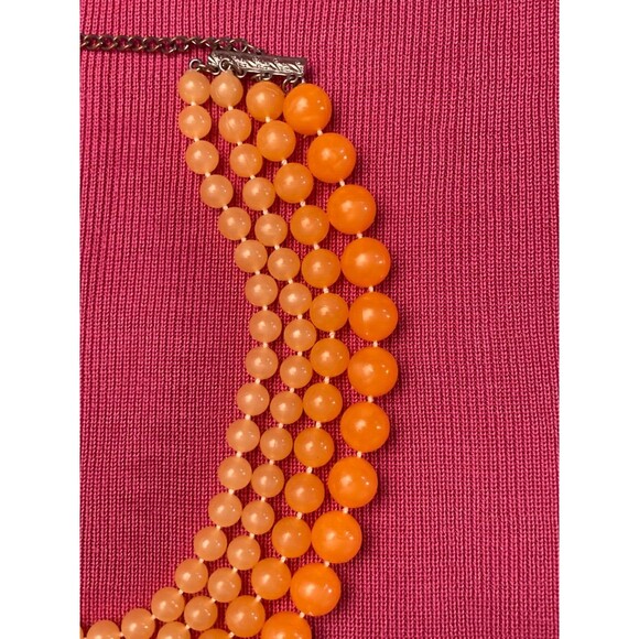 Vintage 60s Orange Necklace 1960s Three Strand Rockabilly Pinup Mod Retro - Picture 3 of 6